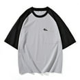 thumbnail image 2 of MNCEKFOD T Shirts for Mens Oversized Color Block Fashionable Wide Short Sleeved Tshirts Round Neck Relaxed Fit Mens Tops Light Gray 5XL, 2 of 3