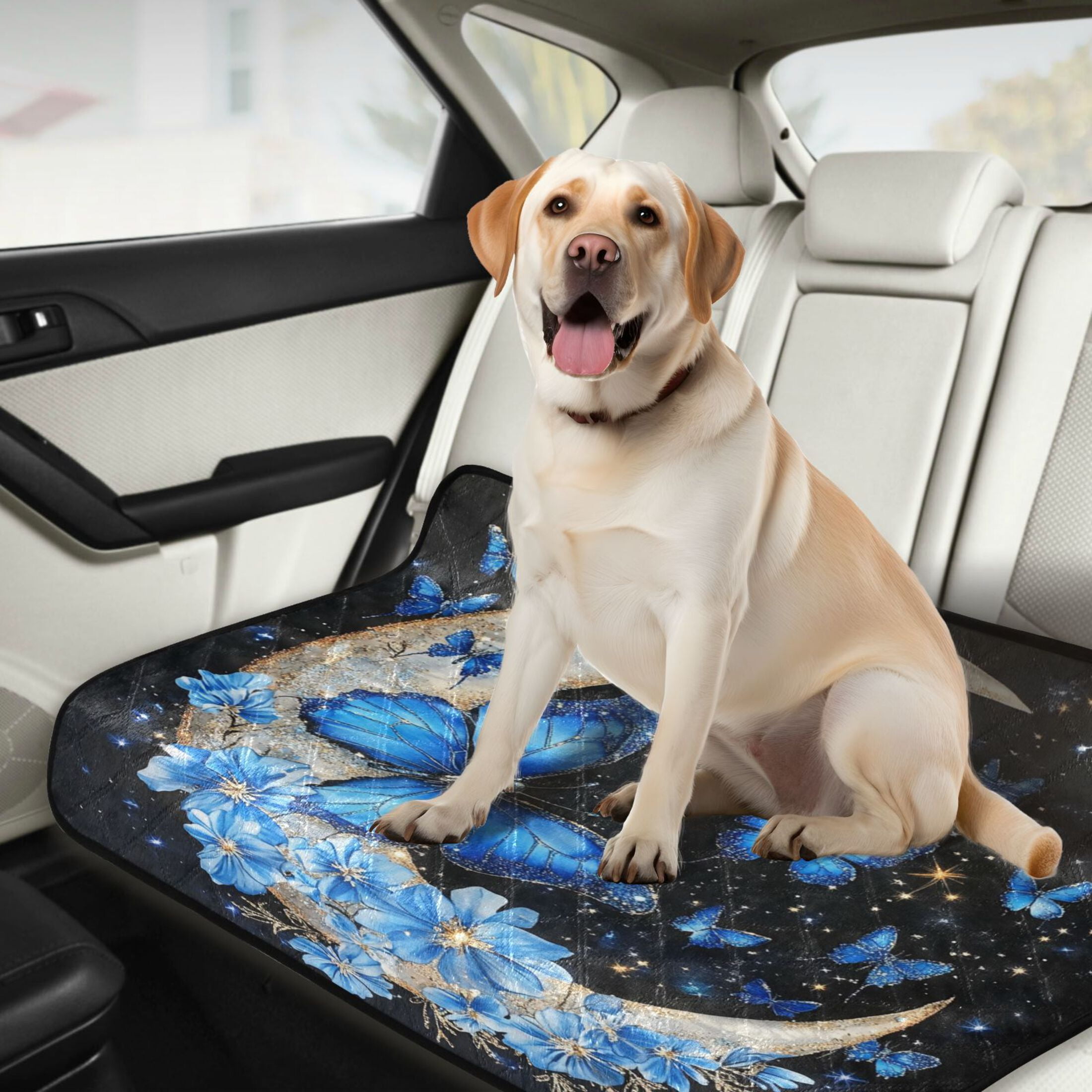 Qxltty Moon with Butterflies Cat litter Pads Pet Set of 3 Diaper Mats Center Anti-leakage Layer Absorbent Soft and Comfortable
