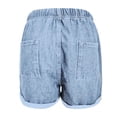 thumbnail image 3 of Aayomet Women's Ripped High Waisted Stretchy Denim Shorts, BU1, S, 3 of 5