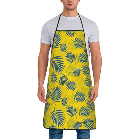 

Aprons for Men Women - Yellow Palm leaf Cooking Kitchen Apron Chef Apron Waterproof Apron for Painting Pottery Baking BBQ Gardening Salon Gift For women Men