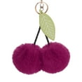 thumbnail image 2 of Cute Cherry Keychain Fluffy Pom pom Ball Bag Car Pendant Charm Key Keyring, 2 of 8