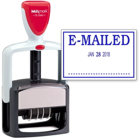 2000 PLUS Heavy Duty Style 2-Color Date Stamp with E-MAILED self inking stamp - Blue Ink