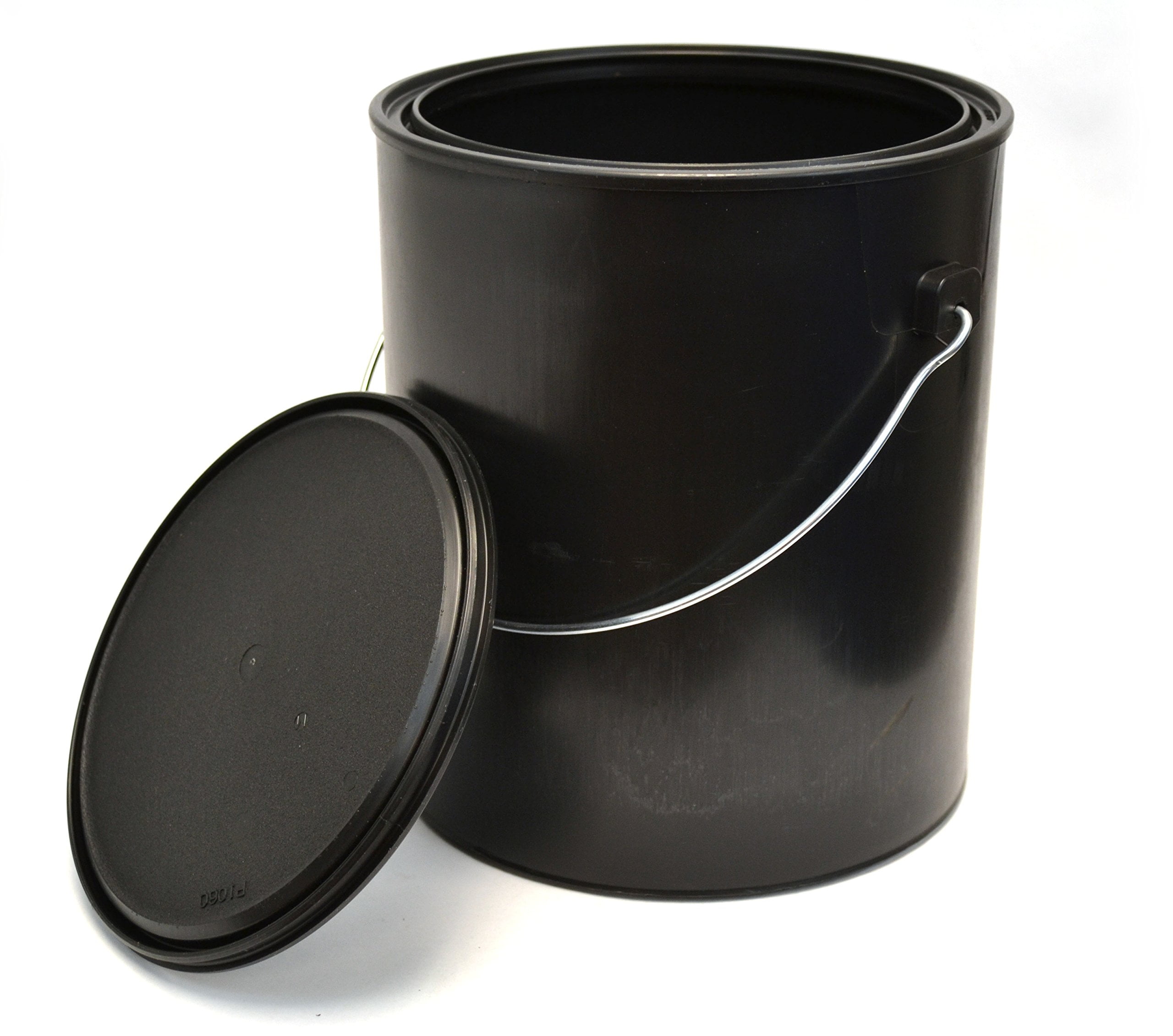 1 Gallon Black AllPlastic (Polypropylene) Paint Can with Ears, Bail and Lid Can Made From 100
