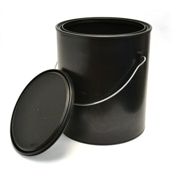 1 Gallon Black All-Plastic (Polypropylene) Paint Can with Ears, Bail and Lid - Can Made From 100% Recycled Plastic