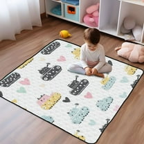 WOBOGO Illustration Of Colorful Cute Tanks Baby Playmats Extra Large Waterproof Rollable Activity Pads for Toddlers 50×50inch