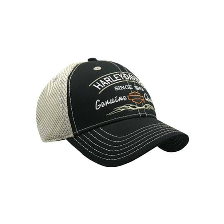 Genuine Harley Logo Mesh Back Black Baseball Cap BCD16212, Harley