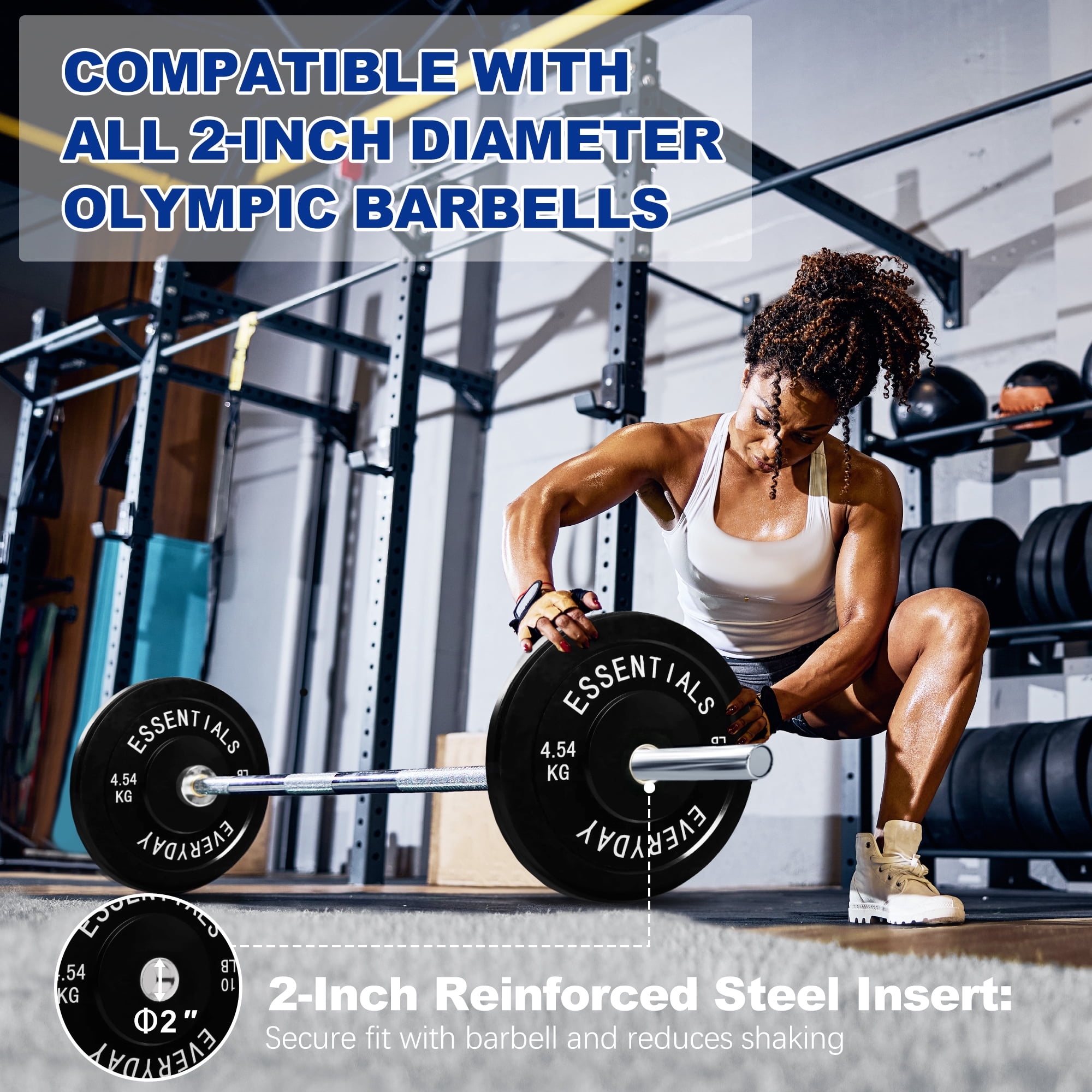 (3 pack) BalanceFrom Olympic Bumper Plate Weight Plate, 10 lbs Pair Black