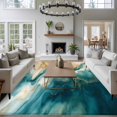 thumbnail image 3 of 5'x8' Area Rugs, Teal Brown Indoor Outdoor Area Rug for Living Room Bedroom, Modern Abstract Art Water Ripple Washable Bathroom Rugs Kitchen Floor Carpet Mats Home Decor Aesthetic, 3 of 8