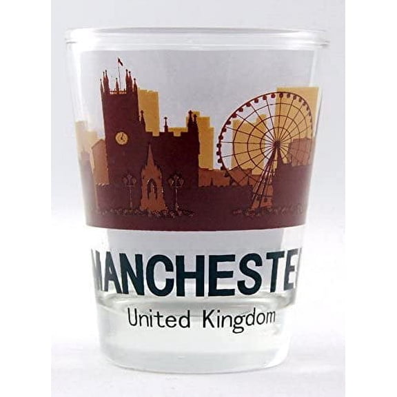 Manchester United Kingdom Sunset Skyline shot glass