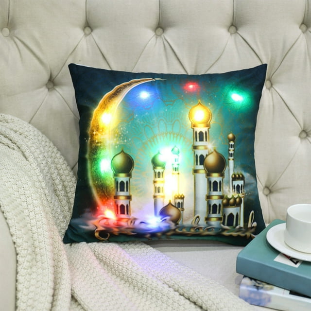 LED Crescent And Star Pillowcase Night-Glowing Sofa Cushion And Backrest Festival Lanterns Decor Gift