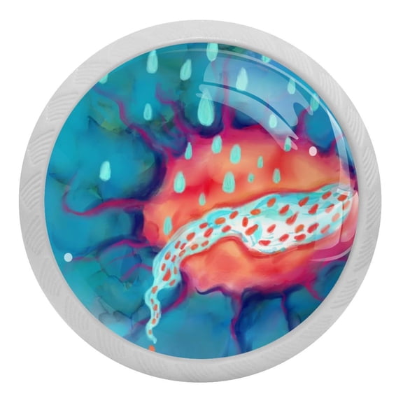 4PCS Round Flower Cabinet Fluorescence Knob Glowing in the Dark Furniture Drawer Pulls Handle with Screws