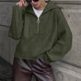 thumbnail image 7 of GigrtiJin Women Sweater Solid Color Ribbed Knitted 1/4 Zipper Lapel Long Sleeve Blouse Fall Winter Thermal Cozy Tunic, 7 of 7