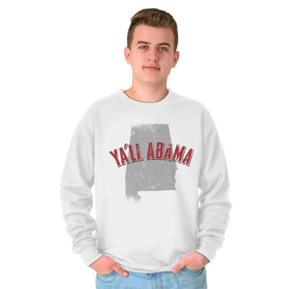 Map Crewneck Sweat Shirts Sweatshirts Yall Abama Alabama Southern Pride AL Souvenir