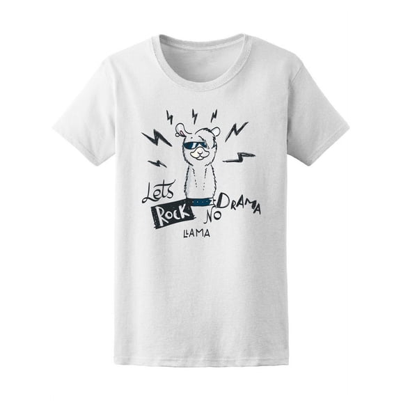 Let's Rock No Drama Cool Llama T-Shirt Women -Image by Shutterstock, Female Large