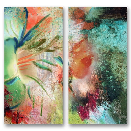 Ready2hangart Painted Petals Lix 2 Piece Painting Print On Wrapped Canvas Set Walmart Com Walmart Com