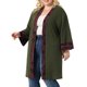 thumbnail image 4 of Cárdigan midi boho de mujer plus size Agnes Orinda de otoño, abierto por delante, color verde ejército, talla 2X, 4 of 6