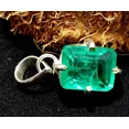 thumbnail image 3 of 925 Starling Silver 28.45 Ct Natural Green Pendant CERTIFIED Emerald Cut Stone, 3 of 6