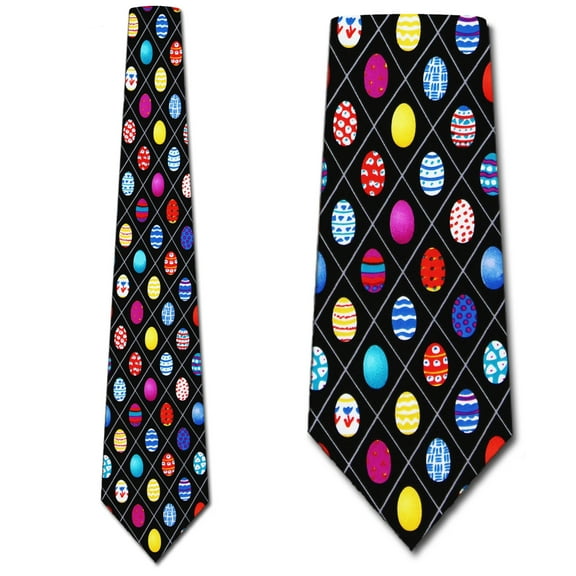 Easter Egg Chex  (Black) Necktie Mens Tie