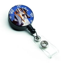 Carolines Treasures LH9282BR Basset Hound Winter Snowflakes Holiday Retractable Badge Reel