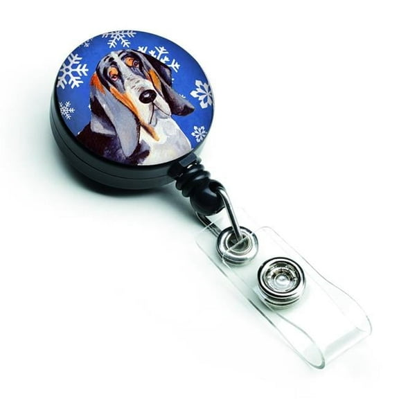 Carolines Treasures LH9282BR Basset Hound Winter Snowflakes Holiday Retractable Badge Reel