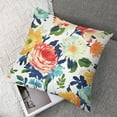 thumbnail image 7 of Shangniulu Pack of 2 Waterproof Outdoor Colorful Flowers Throw Pillow Covers Decorative Orange Floral Print Pillow Cases for Sofa Couch Square Garden Patio Bench 12x12in, 7 of 7