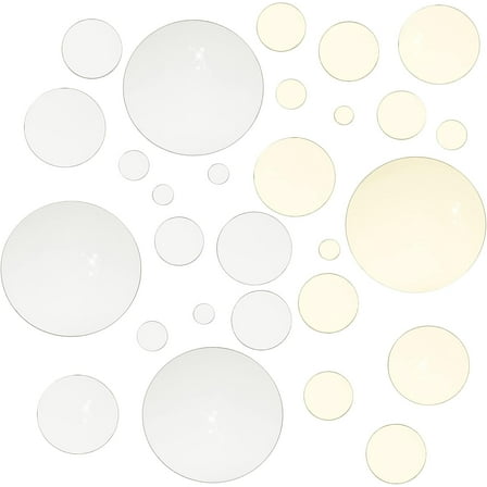 32pcs Circle Mirror Wall Stickers 6 Sizes Self Adhesive Mirror Tiles Golden Silver Acrylic Mirror Sticker Set 3D DIY Wall Decals