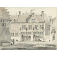 thumbnail image 2 of Johannes Jelgerhuis 24x19 Black Ornate Framed Double Matted Museum Art Print Titled: Houses in Amersfoort (1825), 2 of 5