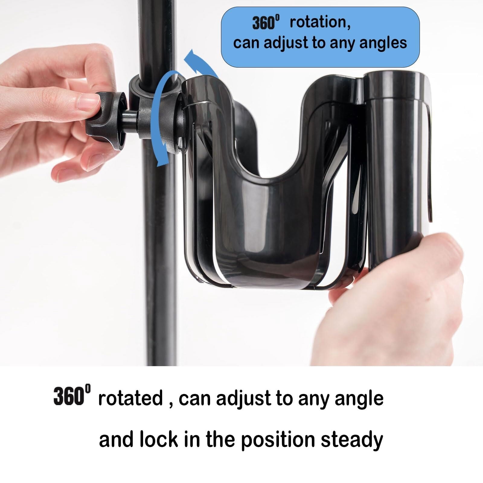 Wheelchair Cup Holder,2 in 1 Universal Stroller Cup Holder Attachment,Bike Cup Holder for Adult Bikes, Cup Holder for Stroller Walker Bike Motorcycle Scooter Bicycle