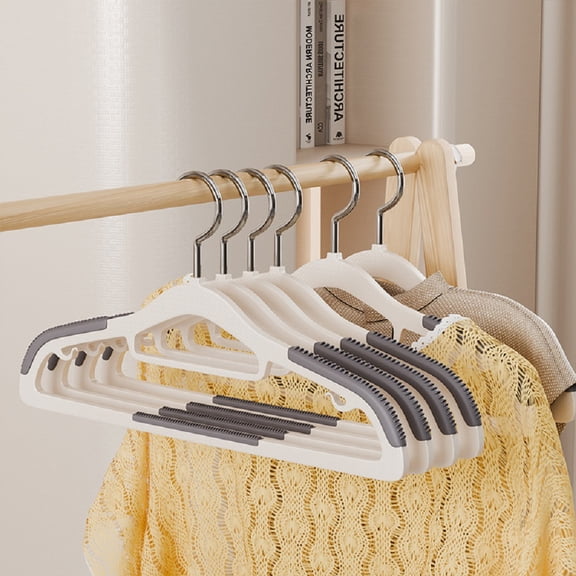 20 Pack Plastic Hangers, Non Slip Clothes Hangers Grey | Space-saving low profile hangers with 360° swivel hook & rubber grips for shirts & coats.