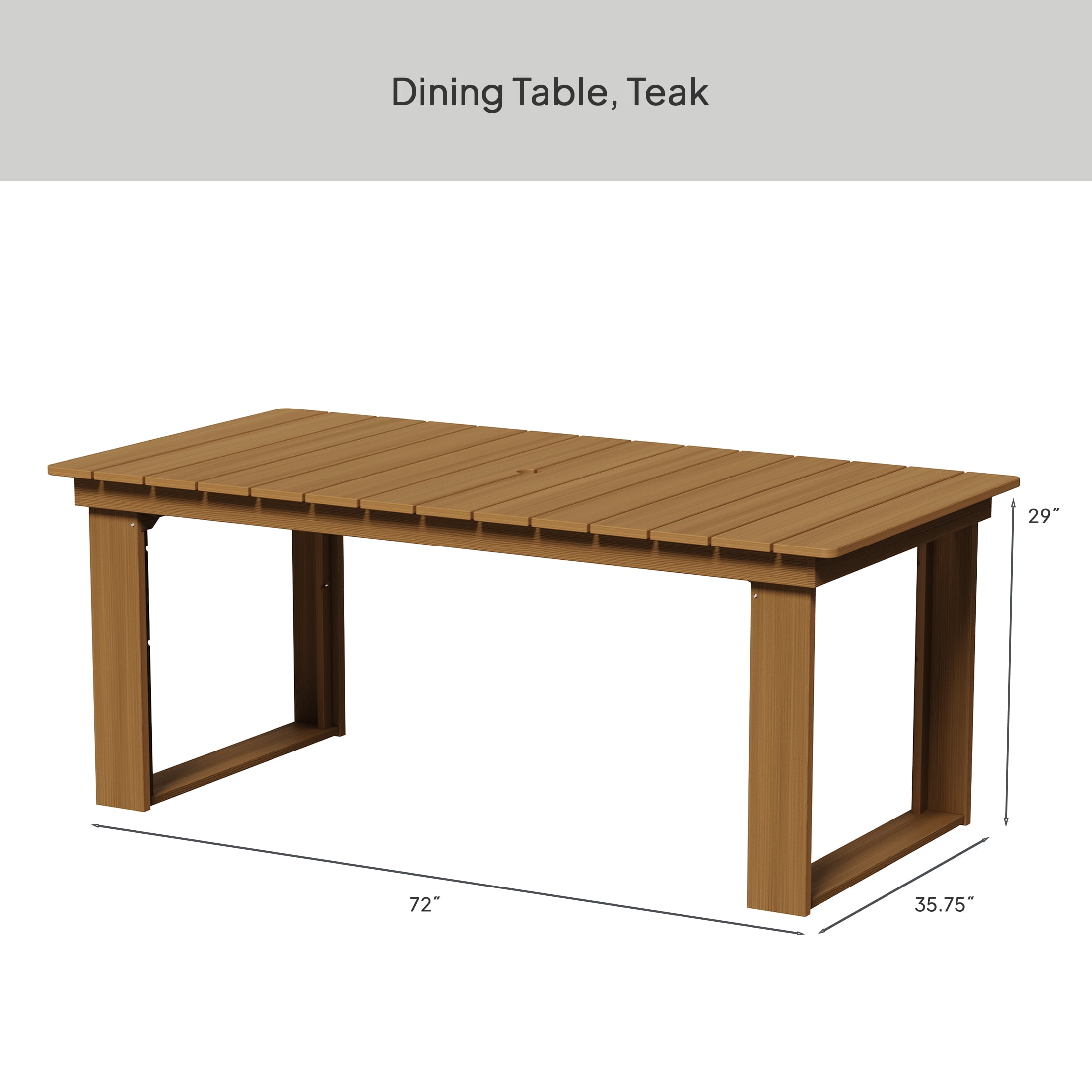 Better Homes & Gardens Ezra Outdoor HDPE Dining Table, Teak