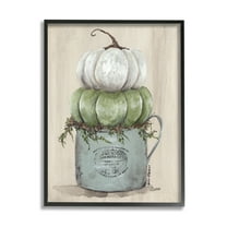 Stupell Industries Green White Harvest Pumpkins Country Jar Planter Framed Wall Art, 16 x 20, Design by Julie Norkus