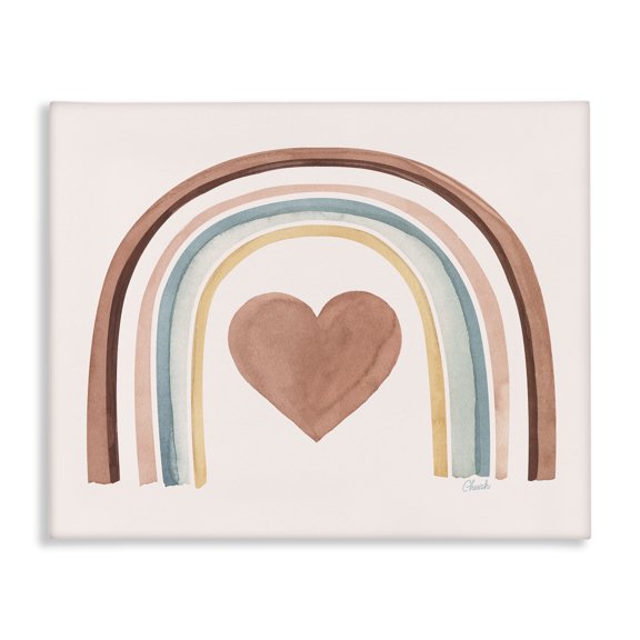 Stupell Industries Eclectic Earth Toned Rainbow Arch Heart Canvas Art, 30 x 24, by Cherish Flieder