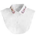 thumbnail image 1 of Cuello Desmontable Blusa De Media Camisa De Algodón Con Bordados De Colores De Invierno Cuello Falso Solapa, Blanco Vogacara AP000608-01, 1 of 7