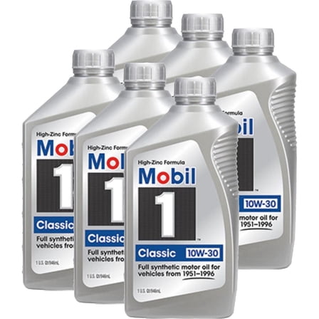 Mobil 1 128287 Classic Car Hi-Zinc 10W30 Full Synthetic Oil, 6 Qt