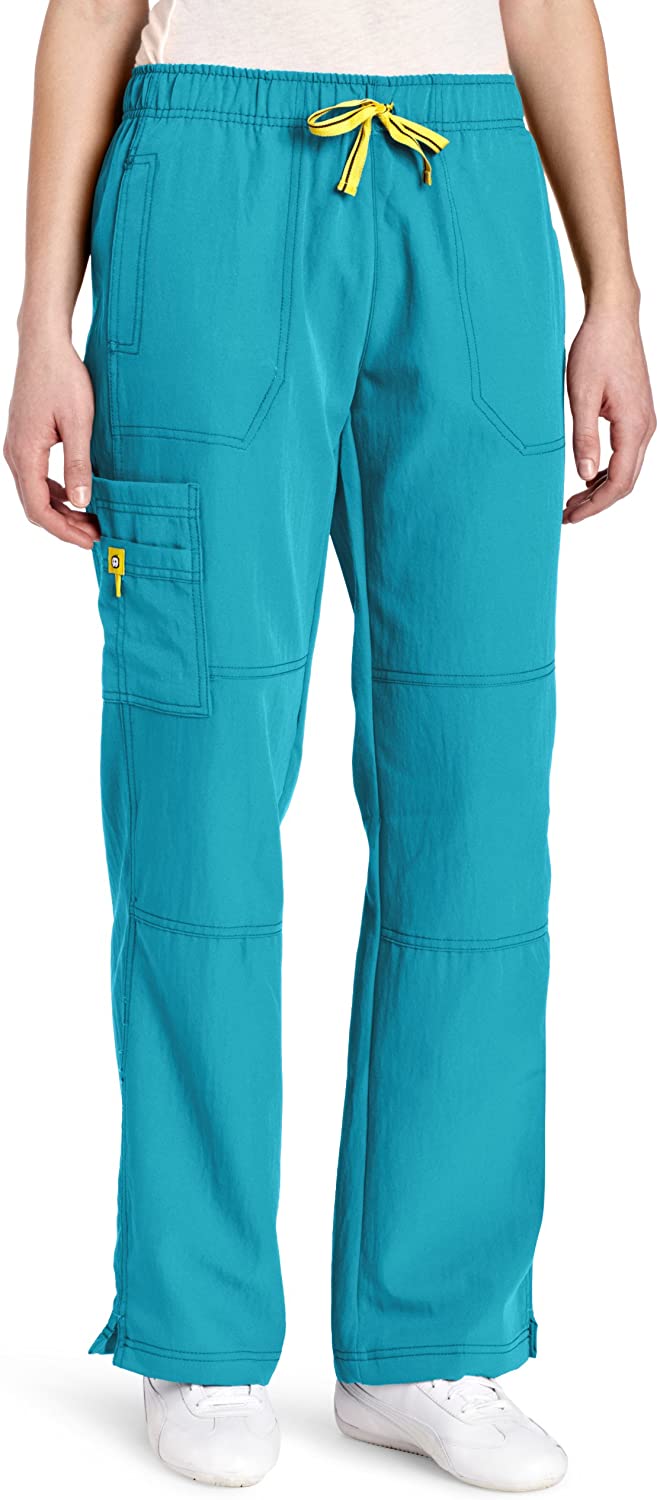 WonderWink Women's Scrubs Four Way Stretch Sporty Cargo Pant, Real Teal