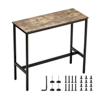KFFKFF Bar Table with Durable Metal Frame, High Top Design for Kitchen or Dining, Narrow and Long Cocktail Counter, Simple Assembly, 39x16x35.5 inches, Ideal for Living Room Gatherings