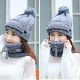 thumbnail image 3 of Walbest 3Pcs/set Womens Outdoor Warm Winter Thick Woolen Knitted Beanie Hat,Neck Scarf,Face Mask Set, 3 of 7