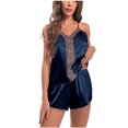 thumbnail image 5 of Elainilye Fashion Womens Loungewear Set Camisole Pajamas Thin Home Wear Leopard Lace Two-piece PJ Set Sleepwear,Blue, 5 of 7