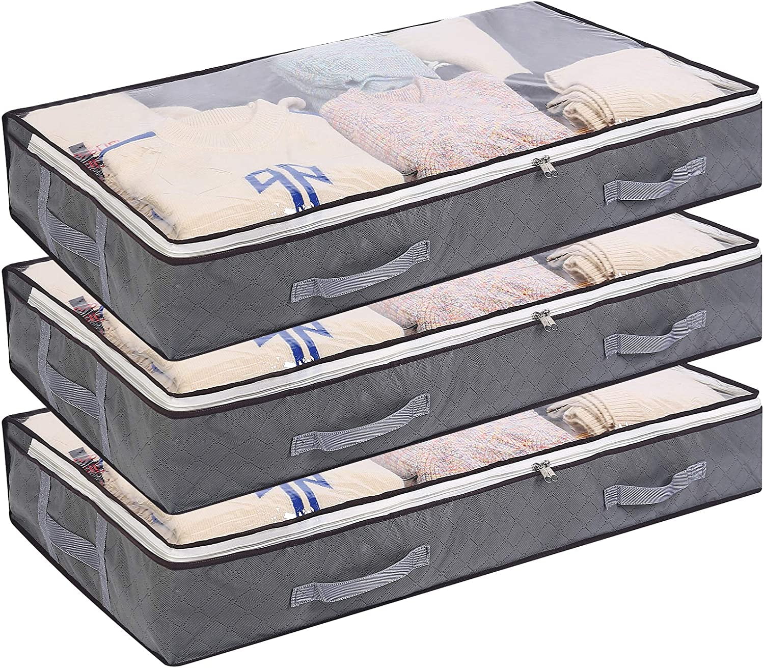 75L Under bed Storage Bags Organizer, 3Pcs Closet Storage Organizers