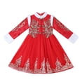 thumbnail image 1 of PEASKJP Bébé Filles Floral Dresses Col Rond Élégant Dentelle Ligne A Formel Mariage Fête Dresses, Rouge 110, 1 of 5