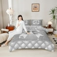 thumbnail image 4 of Castle Fairy Cartoon Ribbon Bow 3 Pieces Queen Comforter Set for Kids Children Teens,Bling Grey Glitter Ultra Soft Bedding Sets,Geometric Plaid Bedding Comforter Set Breathable,Ultra Soft Home Decor, 4 of 8