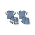 thumbnail image 2 of Loicainy Baby Toddler Boy Summer Outfits 6 12 18 24 Months 2T 3T 4T Short Sleeve Contrast Color T-Shirt + Shorts Set Clothes, 2 of 9