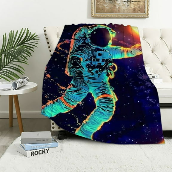 BCIIG Astronaut Space Planets Warm Lightweight Blanket Soft Fleece Throw Blanket for Living Rooms Sofa Decor All Seasons 40x50in