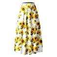 thumbnail image 4 of vigerkar Women Chiffon Mopping Floor Length Big Hem Floral Print Beach High Waist Maxi Skirt Yellow, XL, 4 of 4
