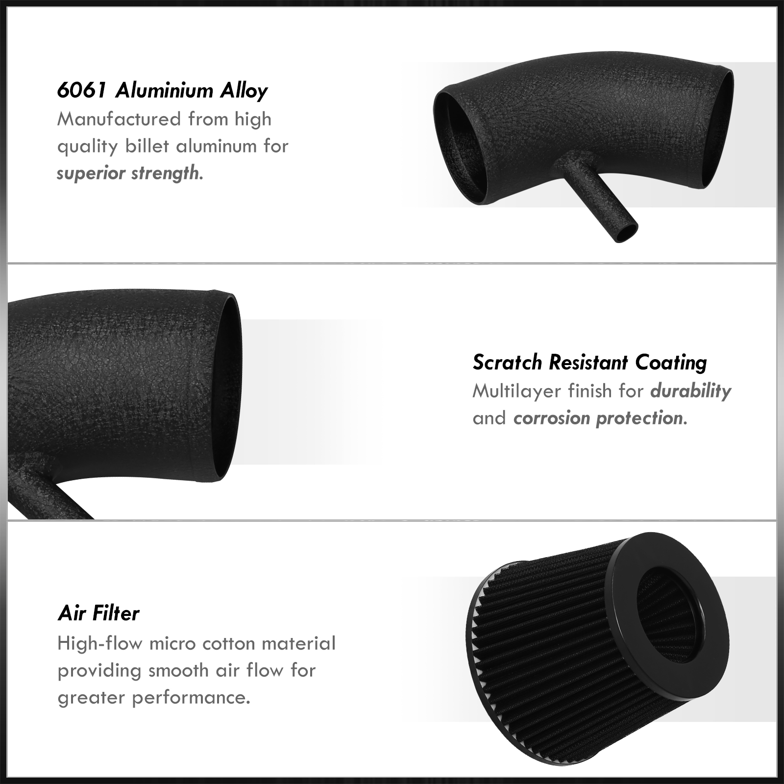 AJP Distributors Cold Air Short Ram Intake CAI SRI JDM Induction System Black Aluminum Piping Pipe + Filter Compatible/Replacement For Nissan Altima L31 2.5L l4 2002 2003 2004 2005 2006 02 03 04 05 06