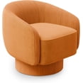 thumbnail image 3 of SUNVIVI Swivel Barrel Chair, Comfy Accent Chair with 360-Degree Base, Orange Velvet Upholstered Chair, Modern Round Club Chair for Living Room, Bedroom, Office, 3 of 9