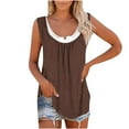 thumbnail image 2 of Ersazi Womens Fashion Tank Tops Fashion Women's Blouse New Casual Loose Color Splicing Classic Vest Tops Brown Xl, 2 of 5