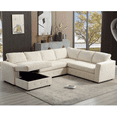 thumbnail image 5 of 110.75" Sectional Sofa, Oversized Modular Sofa, Chaise Storage, Modern U Shaped Couch, Upholstered Sofas, Chenille, Crystal Button, Living Room, Apartment (Beige), 5 of 11