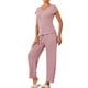 thumbnail image 4 of INSPIRAR CHIC Conjunto de Pijama de Manga Corta Modal para Mujeres 2 Piezas Ropa de Casa Pantalones Largos Sudadera L Rosa, 4 of 6
