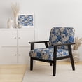 thumbnail image 2 of Designart "Élégance Néo-Victorienne : Motif Roses Bleues II" Chaise d'Appoint Rembourrée Motif Roses Bleues - Fauteuil Cottage pour Salon, 2 of 7